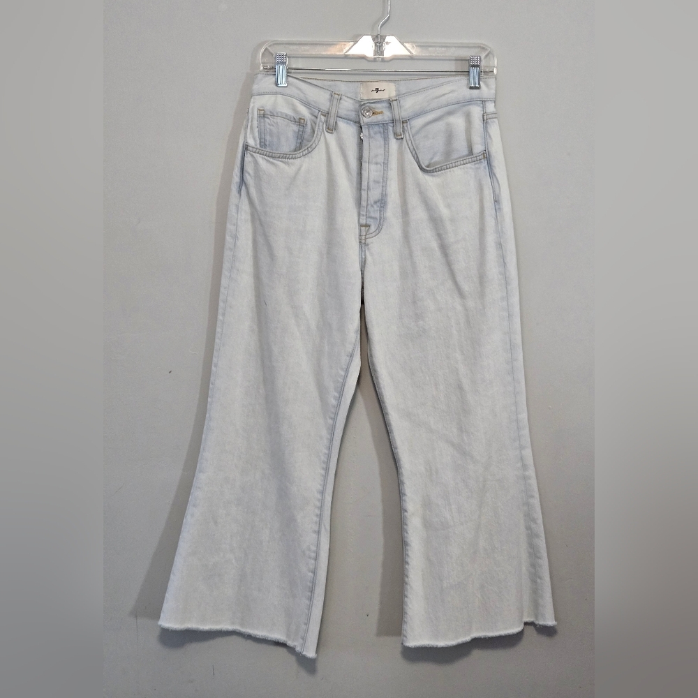 7 For All Mankind Easy Flare High-Rise Cropped Button Fly Jeans Size 25